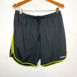 Patagonia Men's Black Athletic Shorts with Lime Trim
